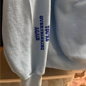 Overthinker Light Blue Sweater with Blue Text